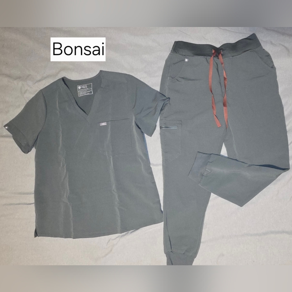 Women's Gray Scrub Top and Jogger Set